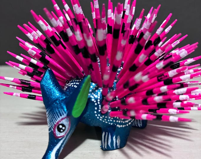 Alebrije Wood Carving Porcupine from Oaxaca, Mexico by Esperanza Martinez
