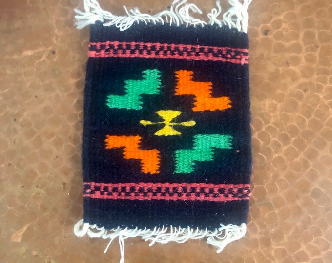 Zapotec hand woven merino wool coaster (5.5” x 7”)
