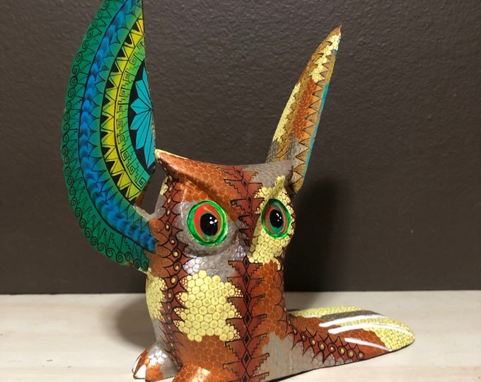 Alebrije Owl Wood Carving by Roberto and Esperanza Martinez from Oaxaca, Mexico.