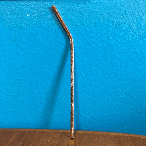 Reusable Bent Copper Straw - 8”