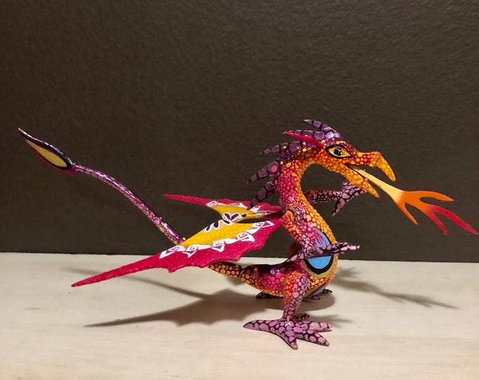 Hand Carved Wood Alebrije Dragon by Esperanza Martinez