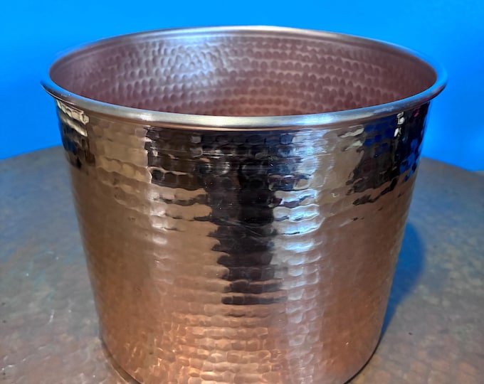 Handcrafted Hammered Pure Copper Wine Chiller / Ice Bucket / Utensil Holder