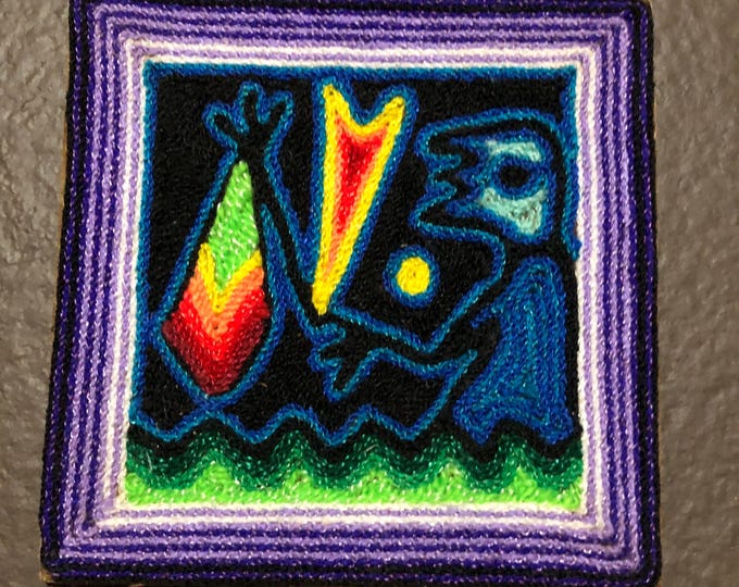 Huichol Yarn Art Nierika (10cm x 10cm) from Nayarit, Mexico