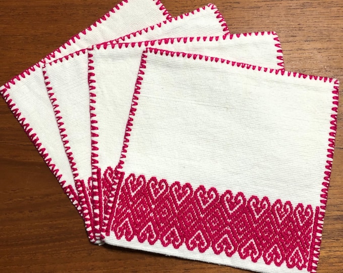 Handwoven Cotton Coasters (set of four) from Larráinzar, Chiapas, Mexico - 5.5” x 5.5”