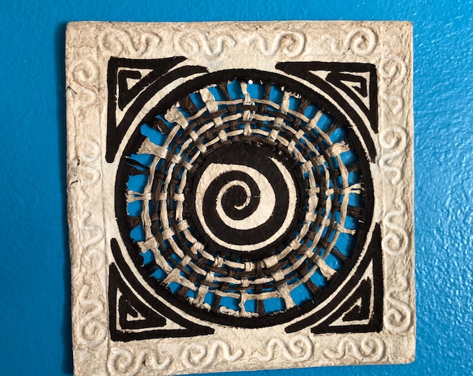 Handmade Amate Paper Wall Art from Mexico (7 3/4” x 7 3/4”)
