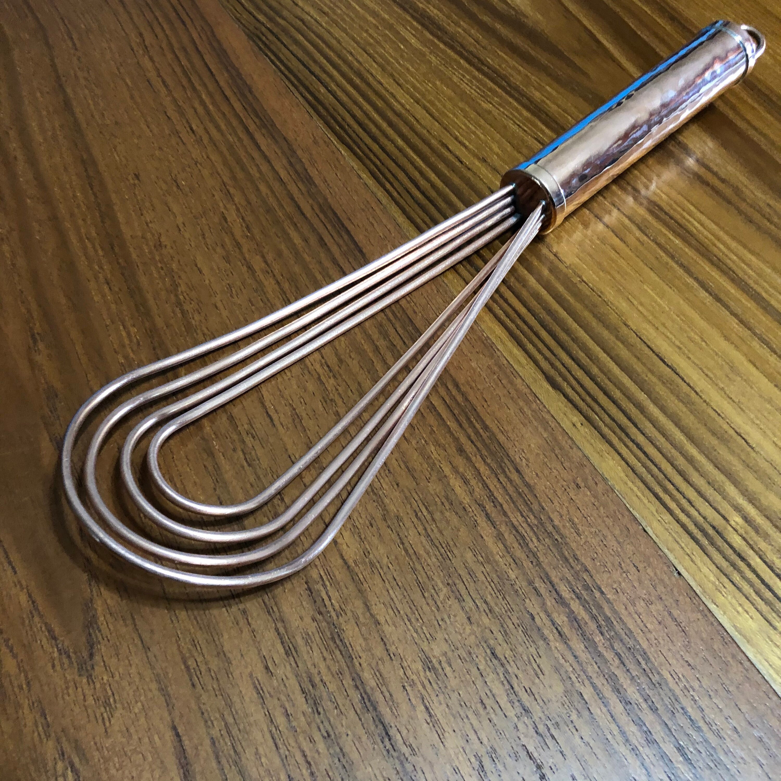 Handcrafted Pure Copper Flat Roux Whisk 