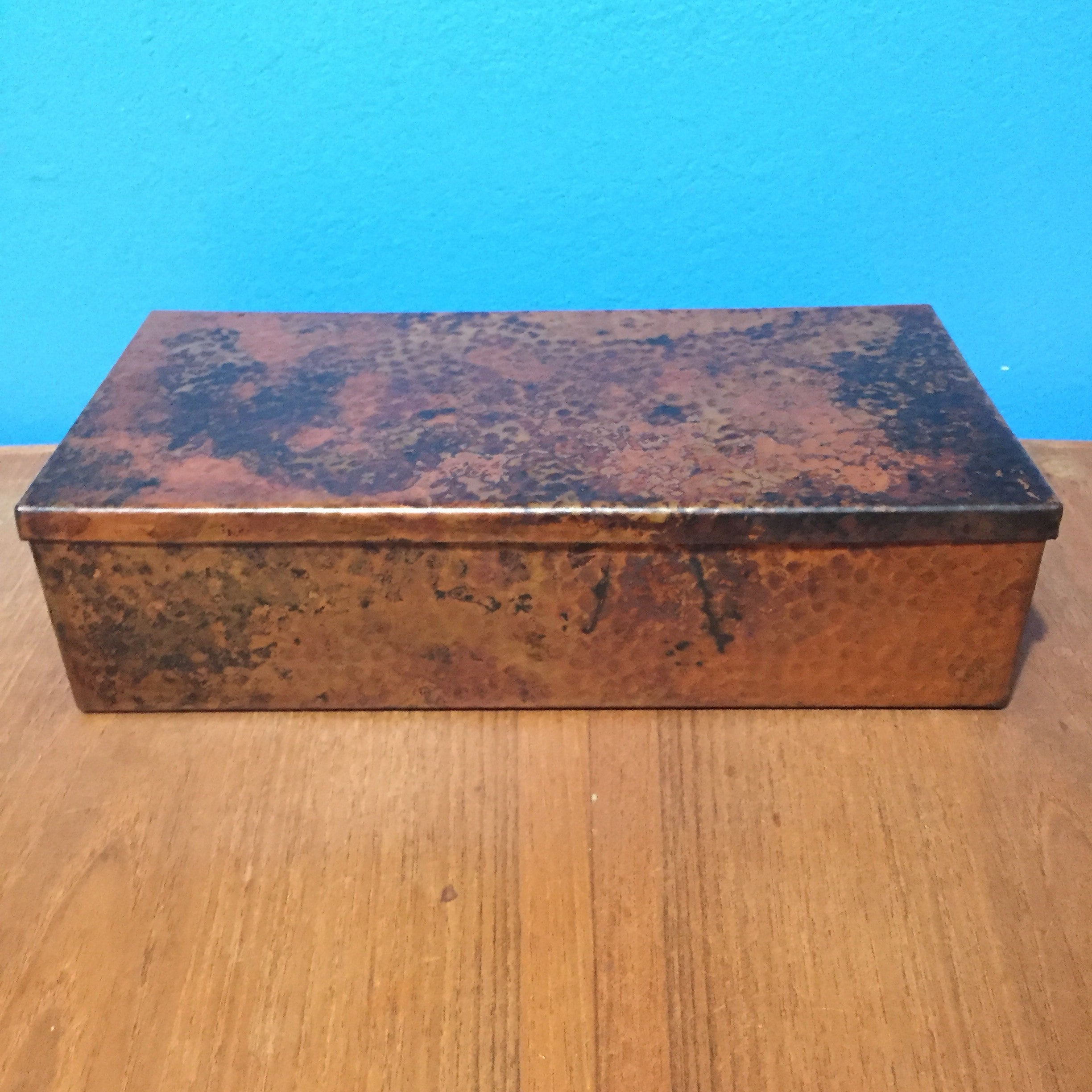 Pure Hammered Copper Valet Box - 12 x 6 x 3