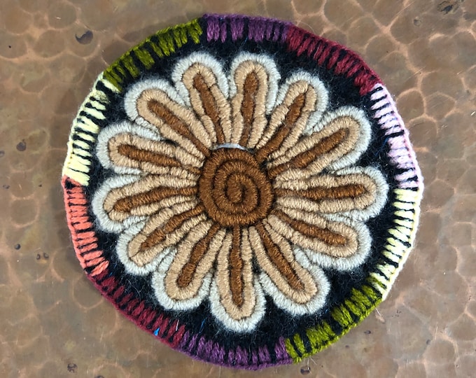 Hand Embroidered Drink Coaster from San Cristobal de las Casas, Chiapas, Mexico (4.25” diameter)