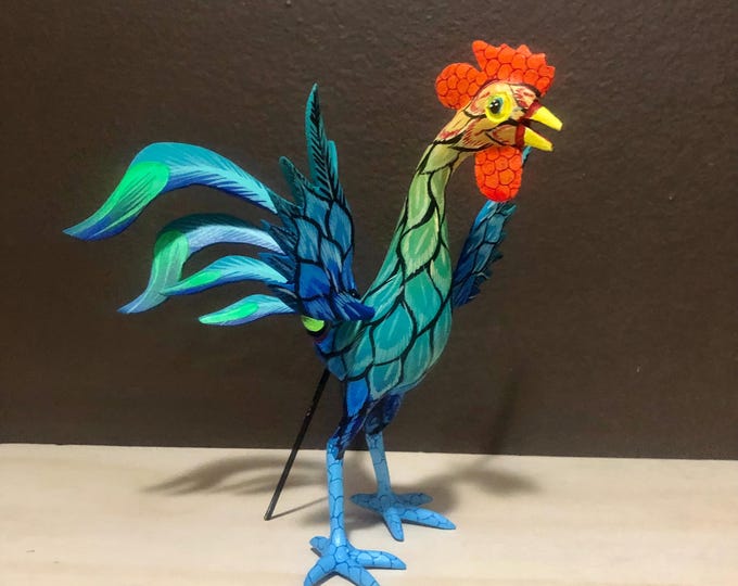 Alebrije Rooster Wood Carving by Esperanza Martinez from Oaxaca, Mexico.