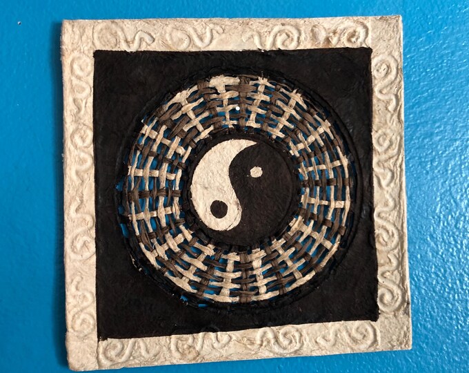 Handmade Amate Paper Wall Art from Mexico (7 3/4” x 7 3/4”)