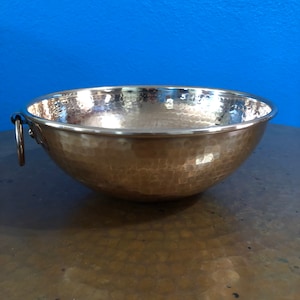 8 1/2” Diameter Handcrafted Hammered Copper Mixing Bowl