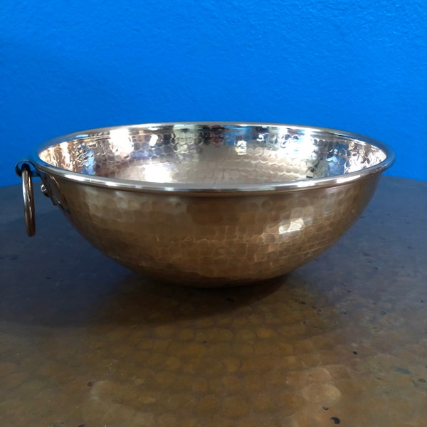 8.5” Diameter Handcrafted Hammered Copper Mixing Bowl