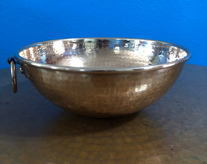 8.5” Diameter Handcrafted Hammered Copper Mixing Bowl