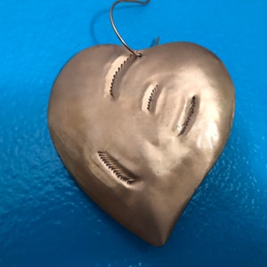 Handcrafted Hammered Copper Heart Christmas Tree Ornament