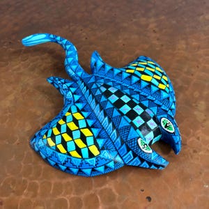 Alebrije Manta Ray Wood Carving by Esperanza Martinez from Oaxaca, Mexico.