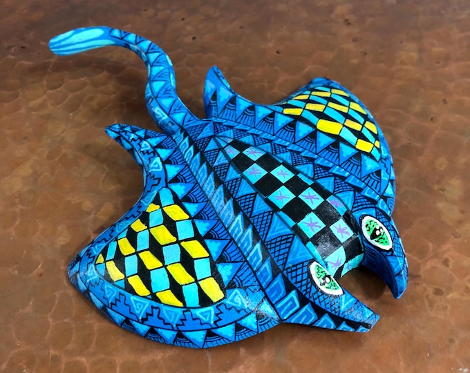 Alebrije Manta Ray Wood Carving by Esperanza Martinez from Oaxaca, Mexico.