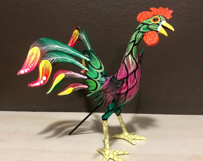 Alebrije Rooster Wood Carving by Esperanza Martinez from Oaxaca, Mexico.
