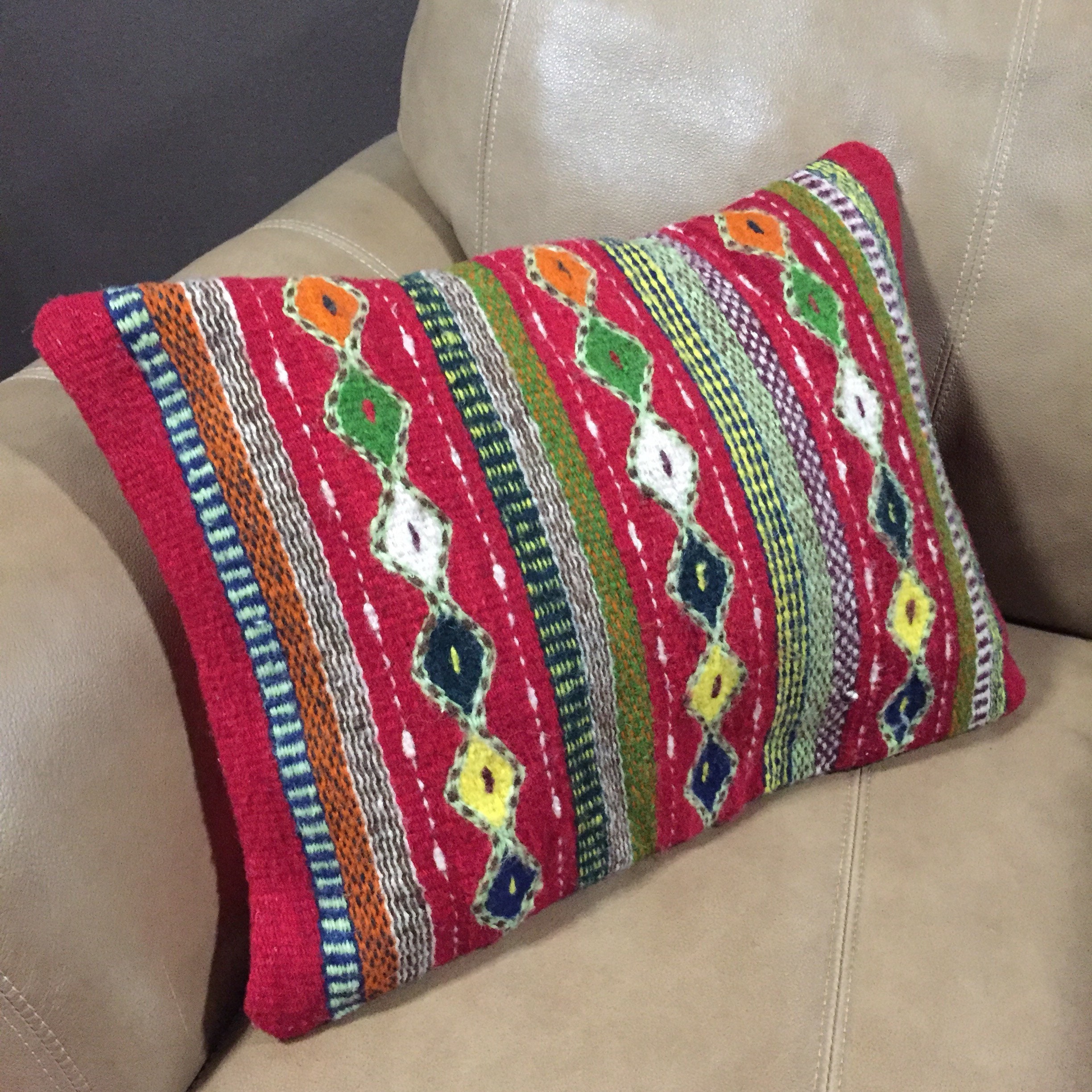 Zapotec hand woven merino wool pillow sham 14 x 18