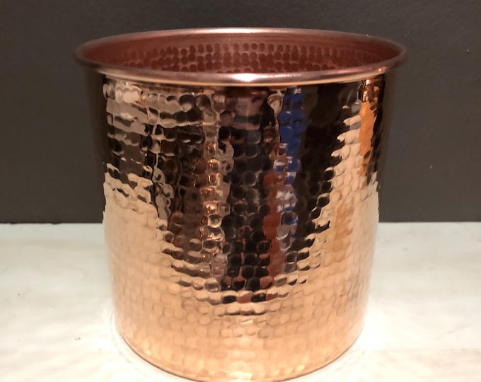 Hammered Copper Wine Chiller/Ice Bucket/Utensil Holder (6 3/4” x 6 3/8”)