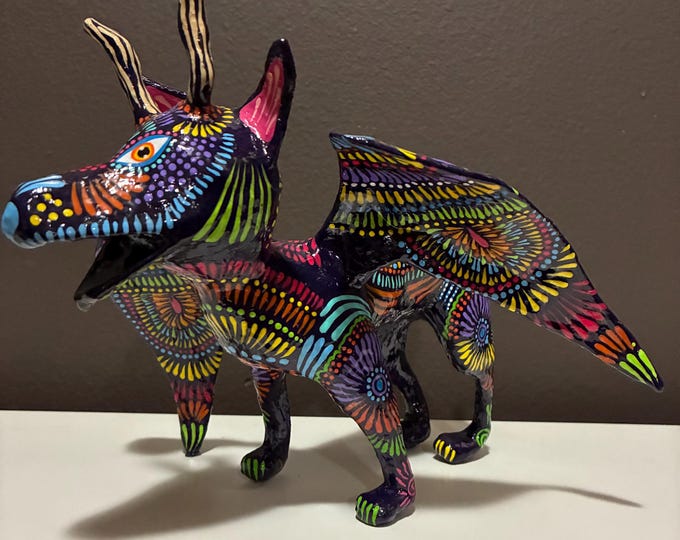 Handcrafted Paper Mache Alebrije Guardian Dog by César Miguel (Mexico City, Mexico)