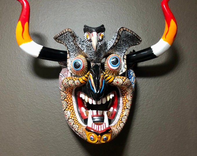 Large Mexican Decorative Indigenous Diablo Wall Mask.