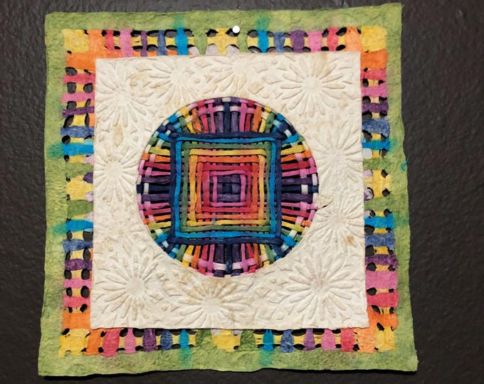 Handmade Amate Paper Wall Art from Mexico (7.75” x 7.75”)