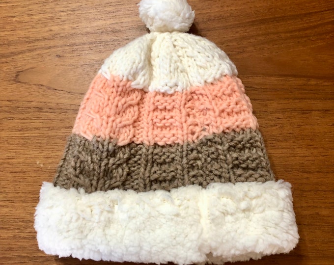 Hand Knitted Wool Winter Hat with fleece lining from Otavalo, Ecuador.