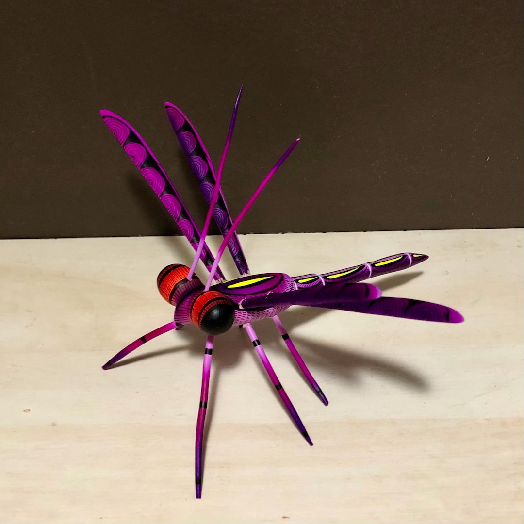 Alebrije Dragonfly Handcrafted Wood Carving by Zeny Fuentes & Reyna Piña from Oaxaca, Mexico.
