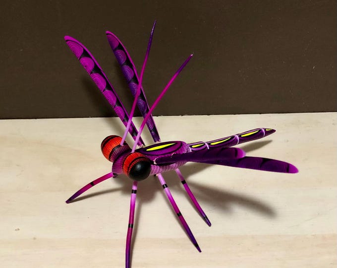 Alebrije Dragonfly Handcrafted Wood Carving by Zeny Fuentes & Reyna Piña from Oaxaca, Mexico.