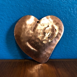 Handcrafted Hammered Copper Heart Christmas Tree Ornament