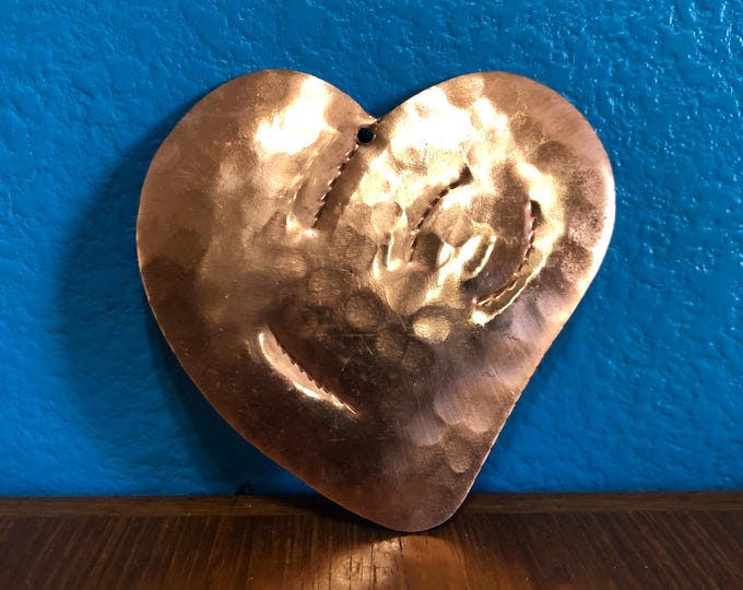 Handcrafted Hammered Copper Heart Christmas Tree Ornament