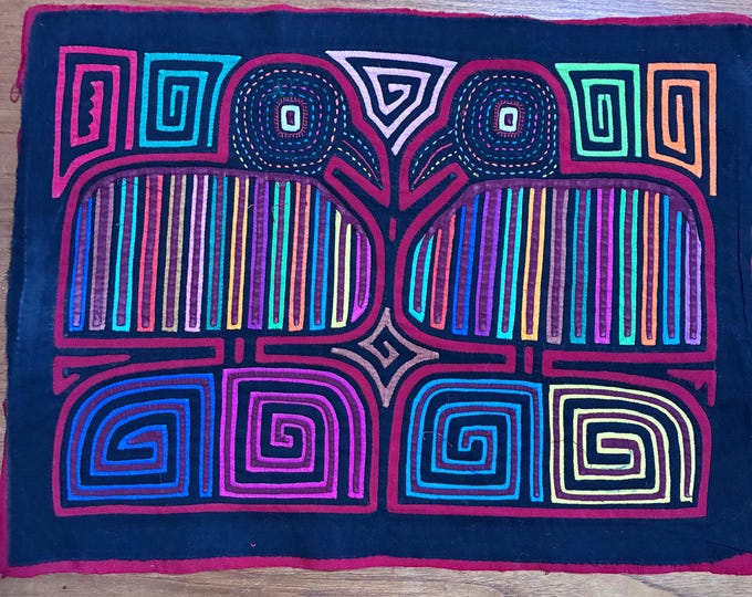 Authentic Guna (Kuna) Mola Textile Art Panel - Hand-Stitched Reverse Appliqué