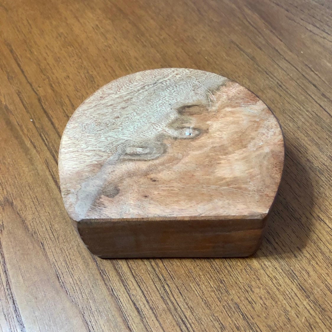 Hand carved wood napkin holder made with Guamuchil wood from Mexico