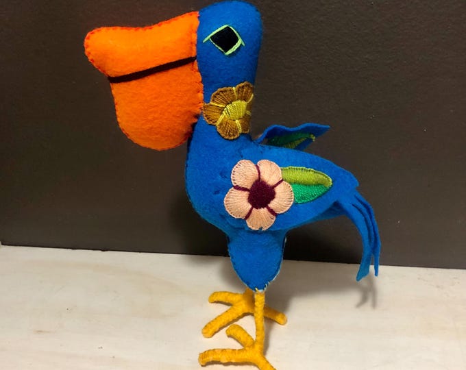 Hand Sewn Stuffed Animal Pelican Plush Toy