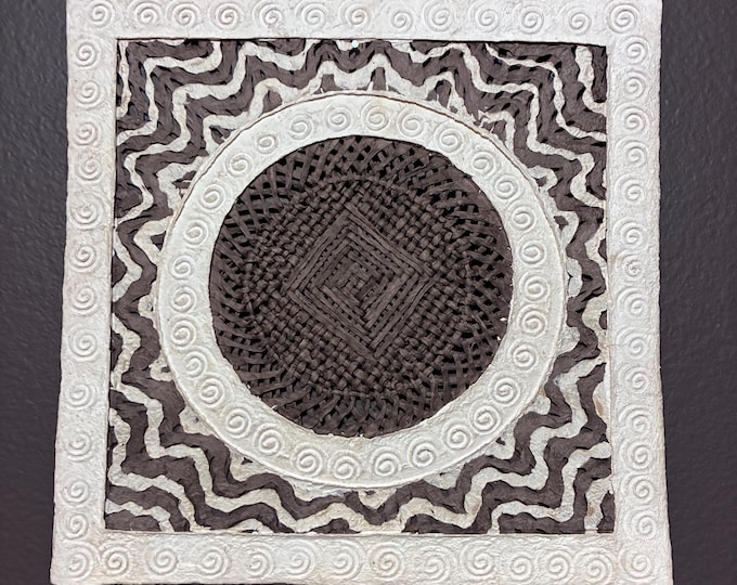 Handmade Amate Bark Paper Wall Art from Mexico (11 1/2" x 11 1/2")