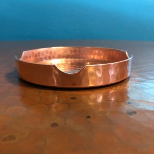 Handcrafted Hammered Copper Round Ashtray