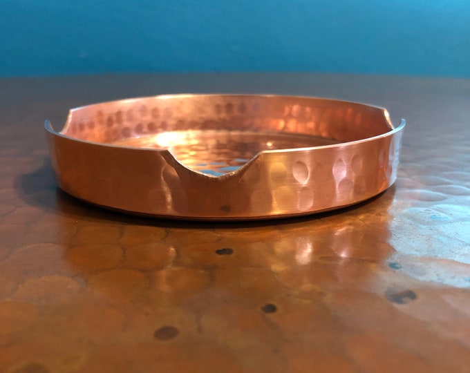 Handcrafted Hammered Copper Round Ashtray