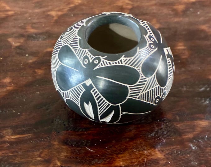 Mata Ortiz Ceramic Olla with Dragonflies by Alex Ortega and VIviana Silveira (Chihuahua, Mexico)