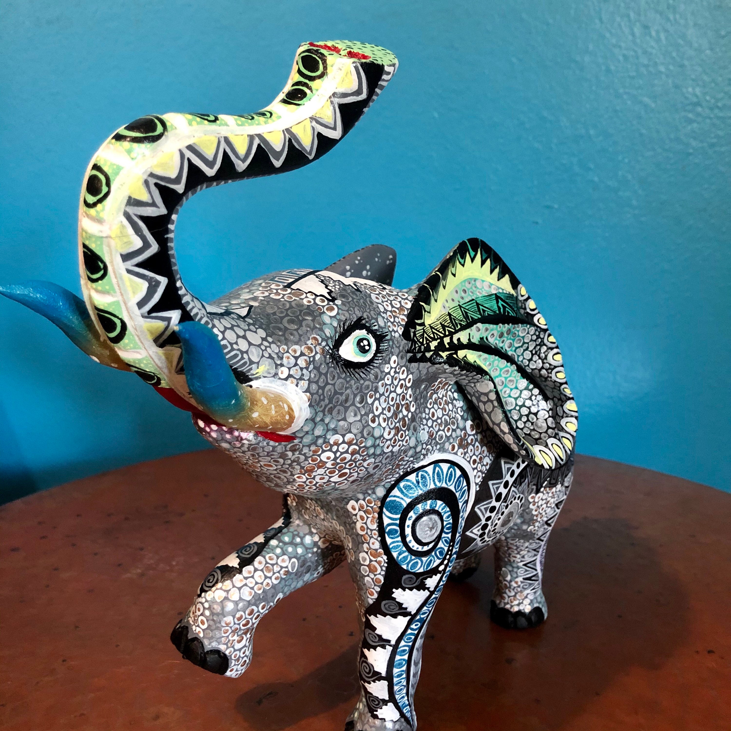 Handcrafted Alebrije Elephant Woodcarving from Oaxaca, Mexico