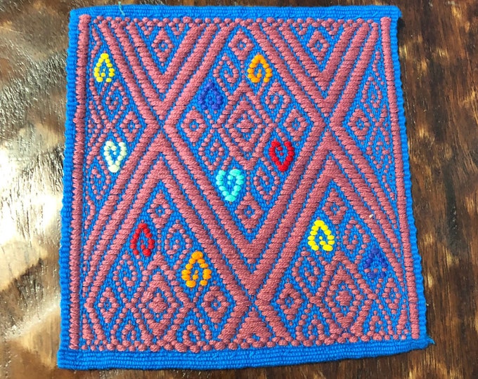 Handwoven Cotton Coaster from San Cristobal de las Casas, Chiapas, Mexico - 5” x 5”