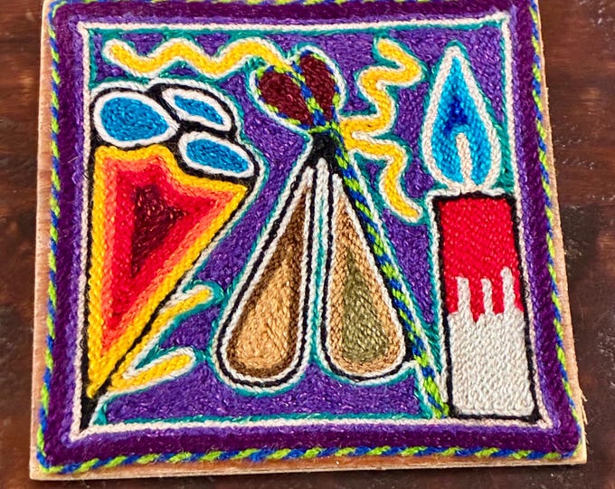 Huichol Yarn Art Nierika (4” x 4”) from Nayarit, Mexico