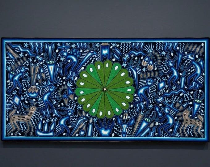 Huichol Yarn Art Nierika (47.25” x 23.5”) from Nayarit, Mexico