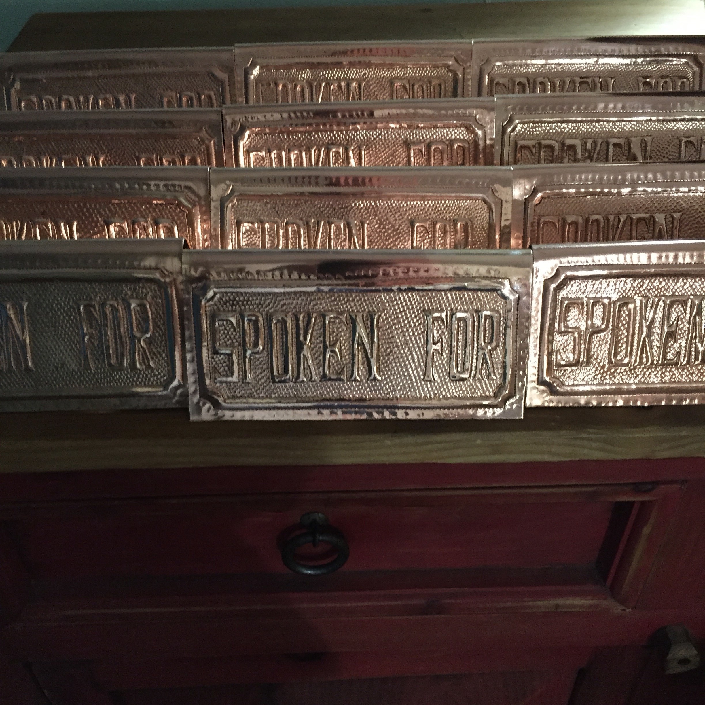 Twelve Custom Hammered Copper Signs Spoken For and Twelve Hammered