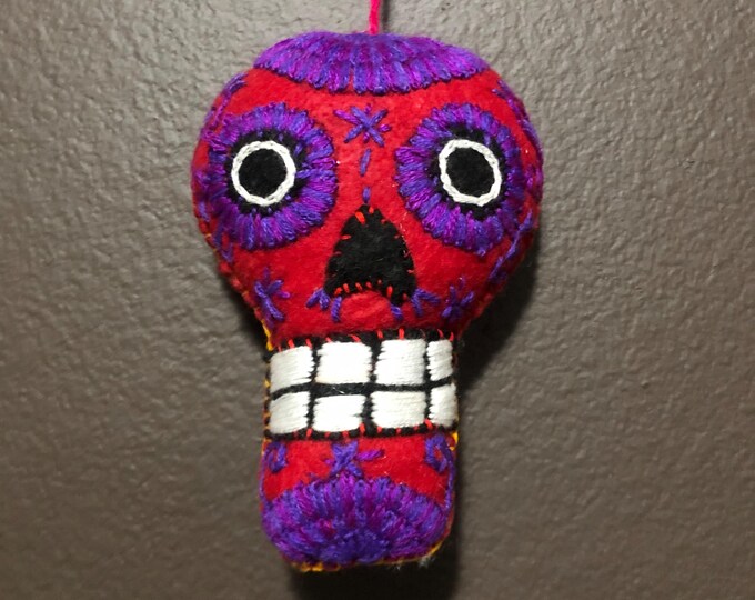 Hand Sewn Stuffed Calavera Plush Toy Hanging Ornament