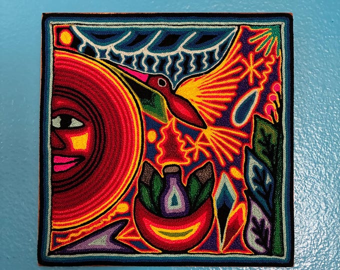 Huichol Yarn Art Nierika (7.9” x 7.9”) from Nayarit, Mexico
