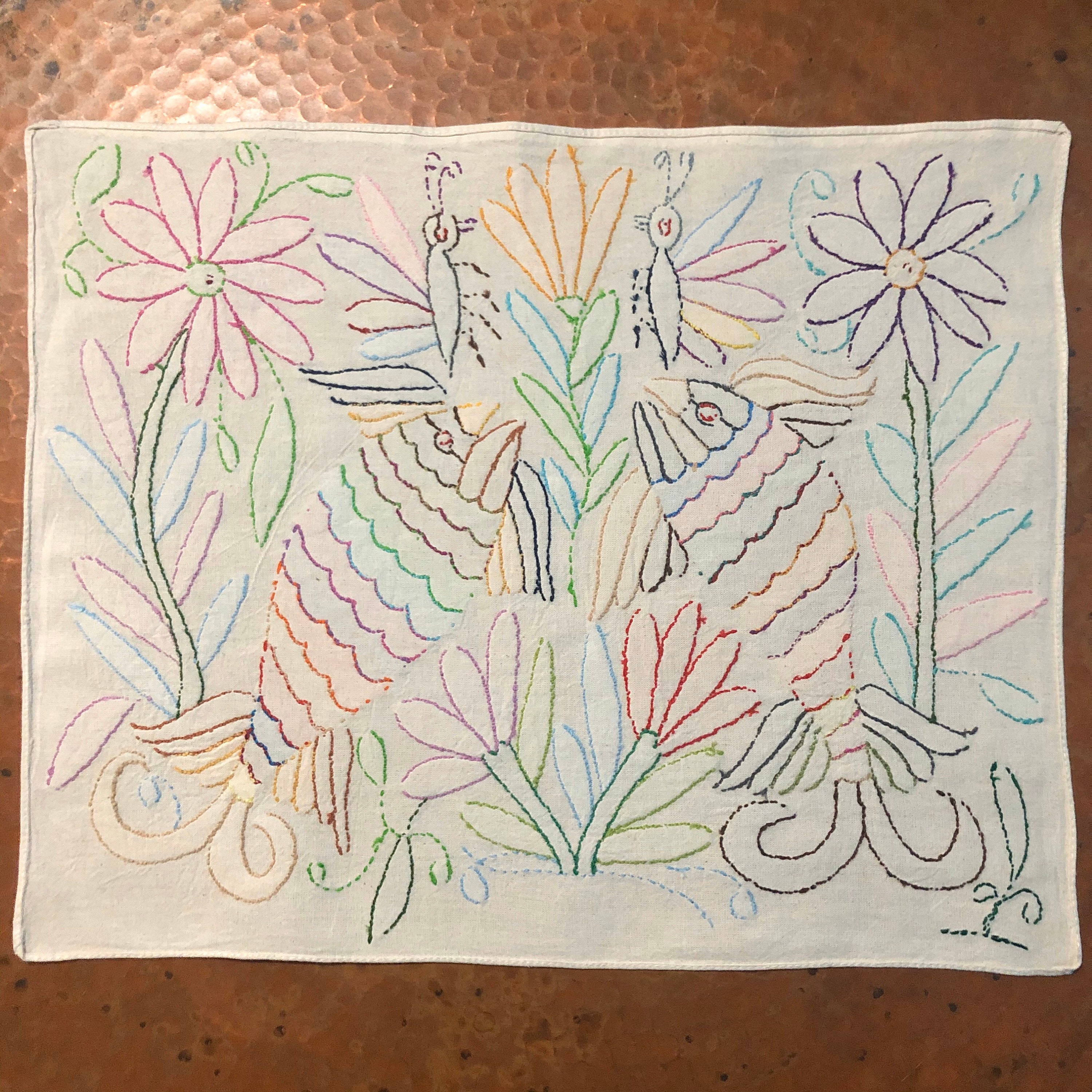 Hand embroidered Otomí placemat (approx. 17 x 13) - Fish Hand embroidered Otomí placemat (approx. 17 x 13) - Fish