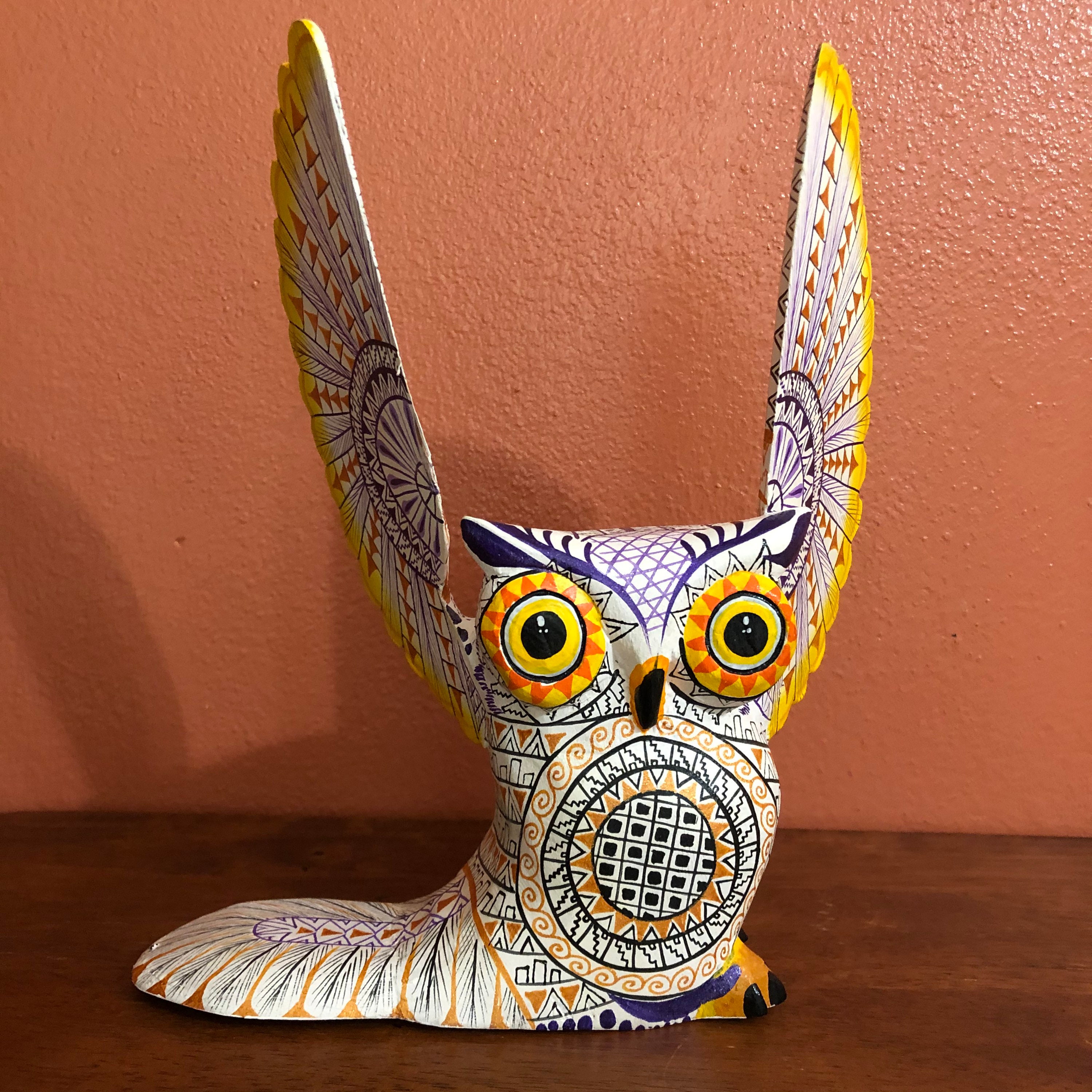Alebrije Owl Wood Carving by Roberto and Esperanza Martinez from Oaxaca