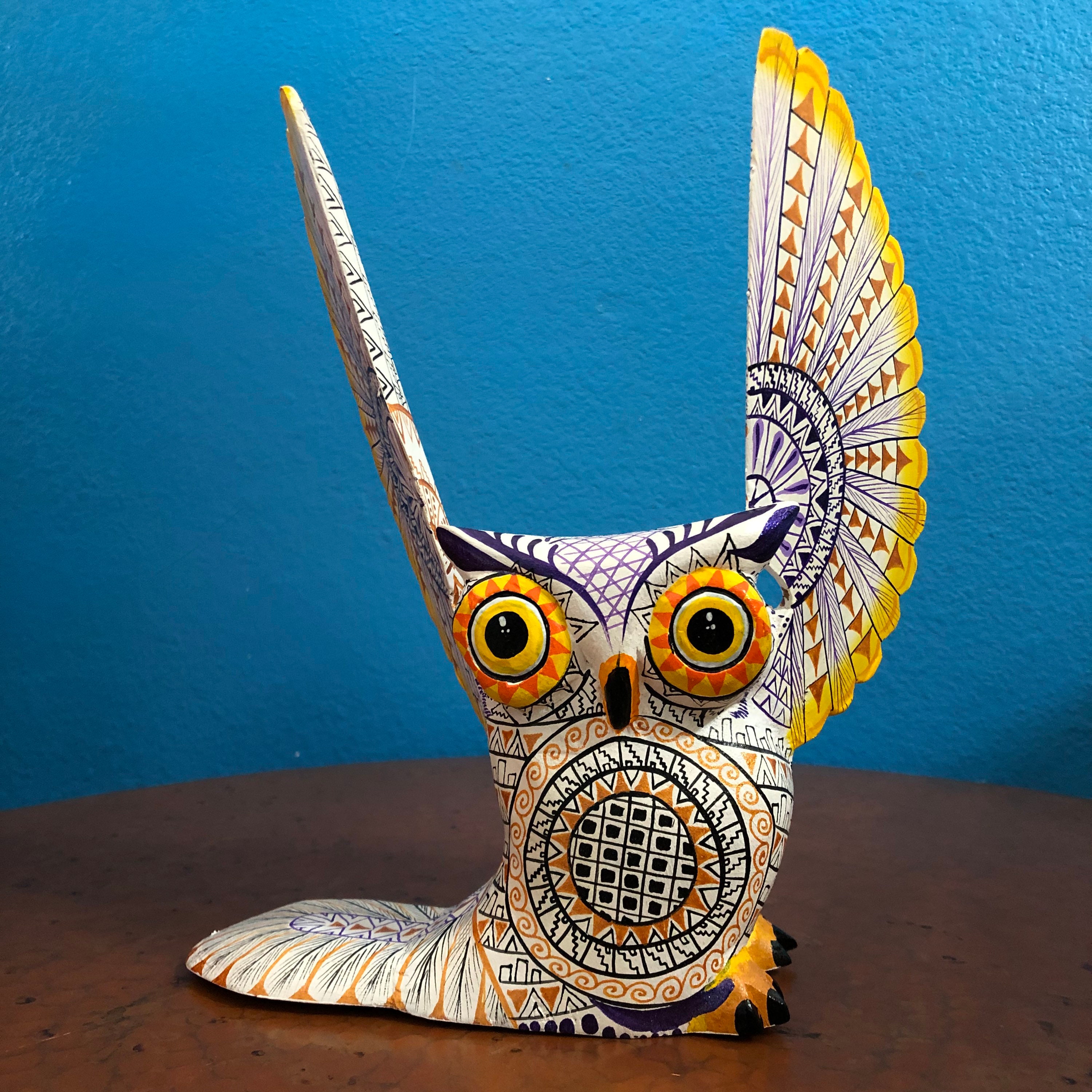 Alebrije Owl Wood Carving by Roberto and Esperanza Martinez from Oaxaca