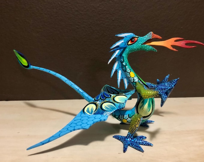 Hand Carved Wood Alebrije Dragon by Esperanza Martinez