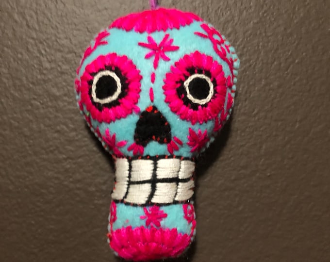 Hand Sewn Stuffed Calavera Plush Toy Hanging Ornament